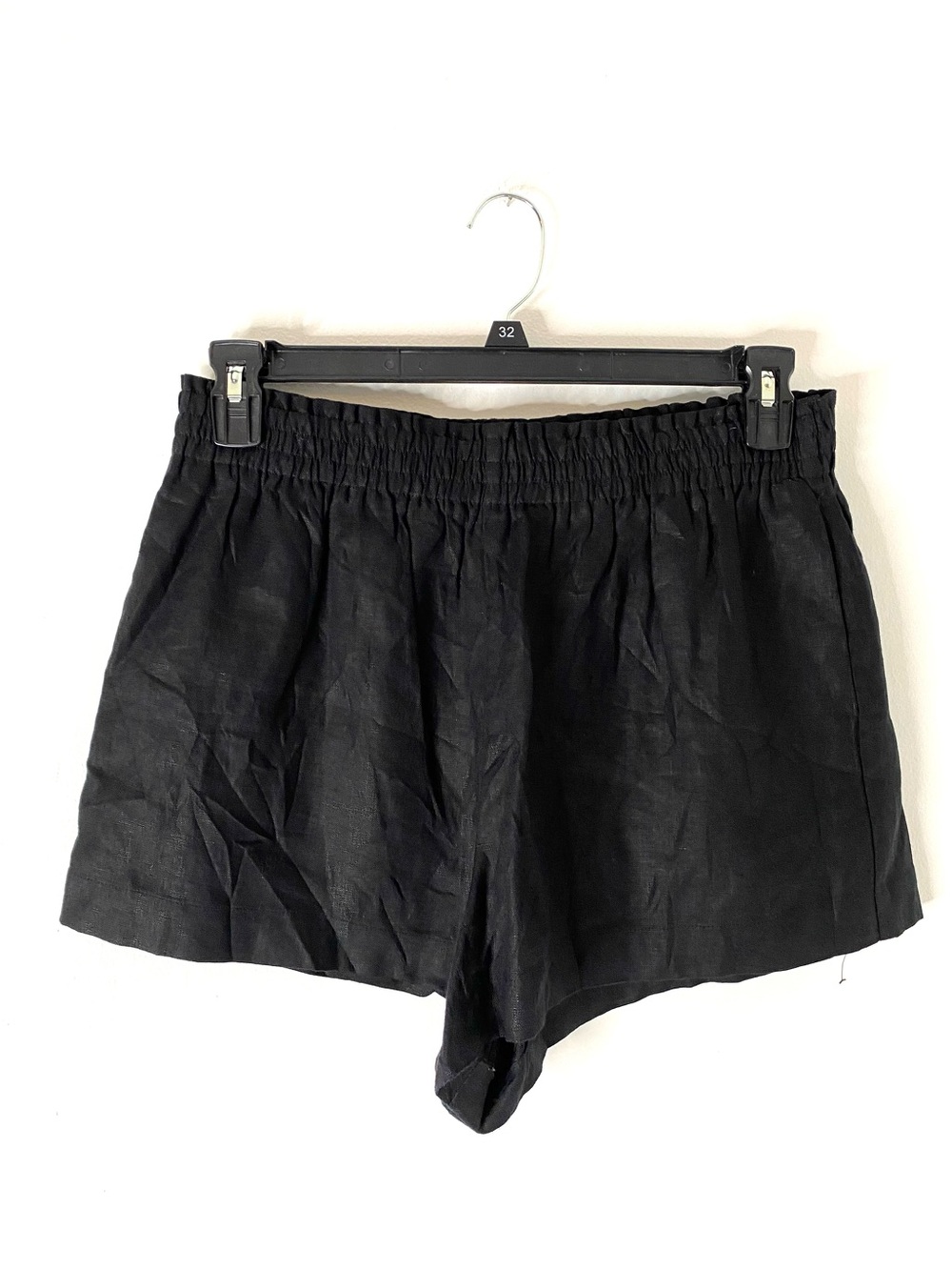 Reformation Black 100% Linen Pull On Shorts Elastic Waist Relaxed Fit NWOT
